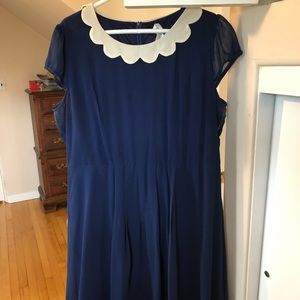 Navy Lined Cute-Collared Dress